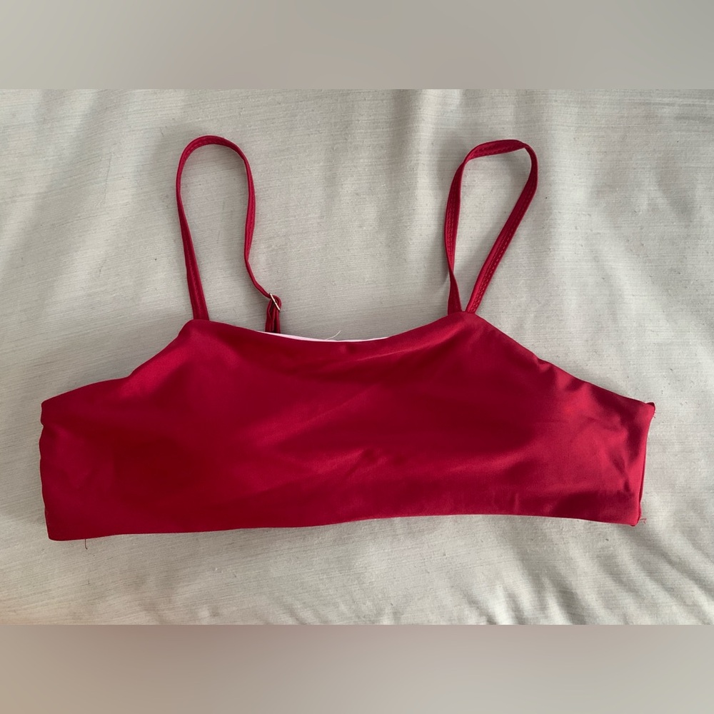 Red Bathing Suit Top. Tag says extra large but fits small